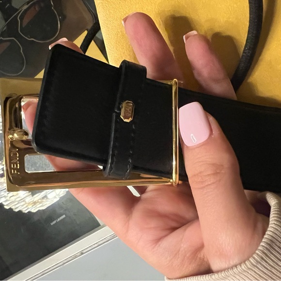 Fendi Black and Gold Belt- Authentic